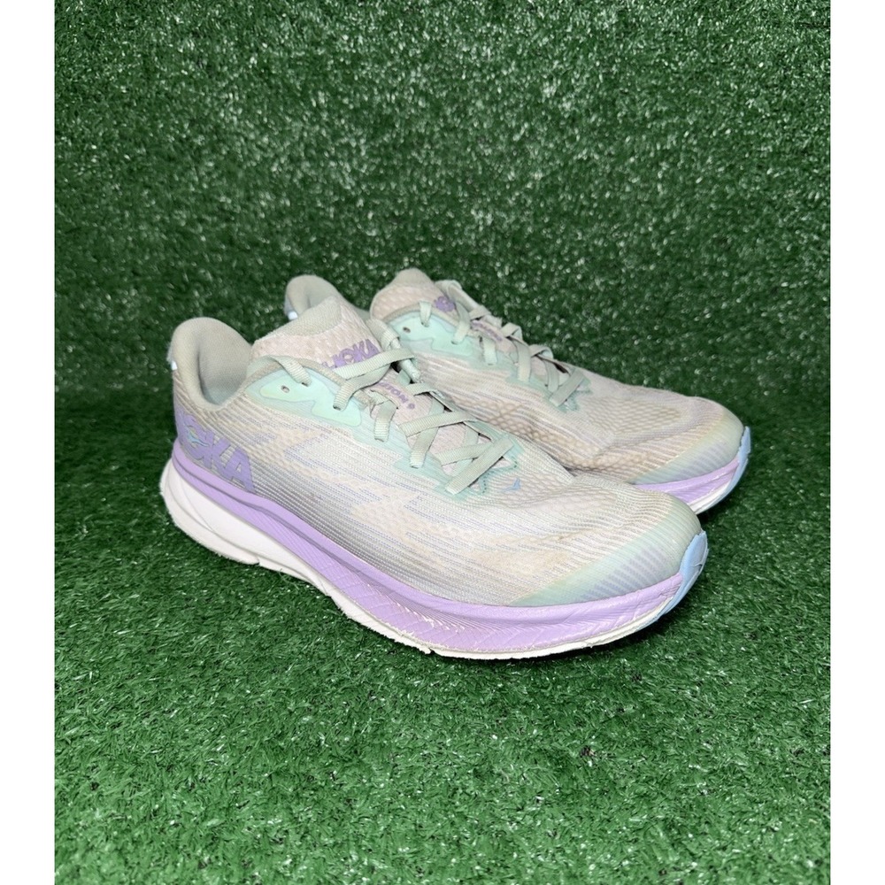 Hoka One One Clifton 9 Youth Size 7 M Grey Purple Running Shoes Athletic Sneaker - Picture 2 of 9